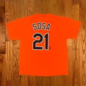 Sammy Sosa Baltimore Orioles Majestic Vintage T-Shirt Size Large